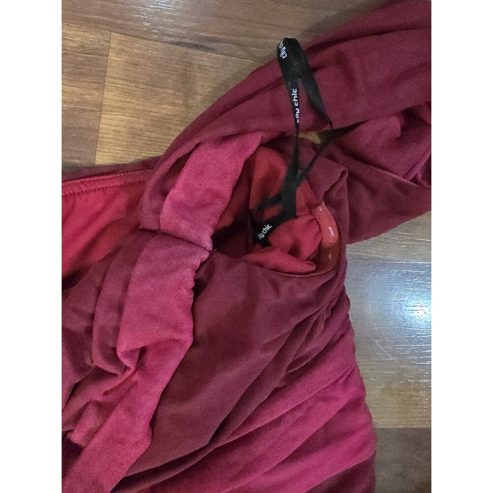 City Chic Flirtation Midi Ruby Ombre Cold Shoulder Ruffle Dress Fairy Romantic - Picture 6 of 13